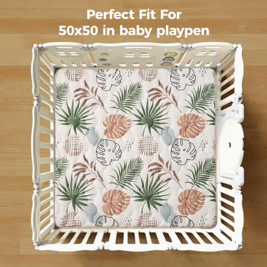 Baby Play Mat-Beige Leaves