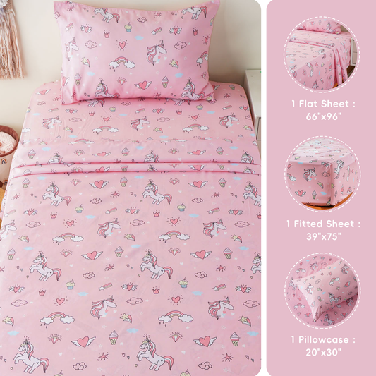 Kids Sheets Set-UnicornPink