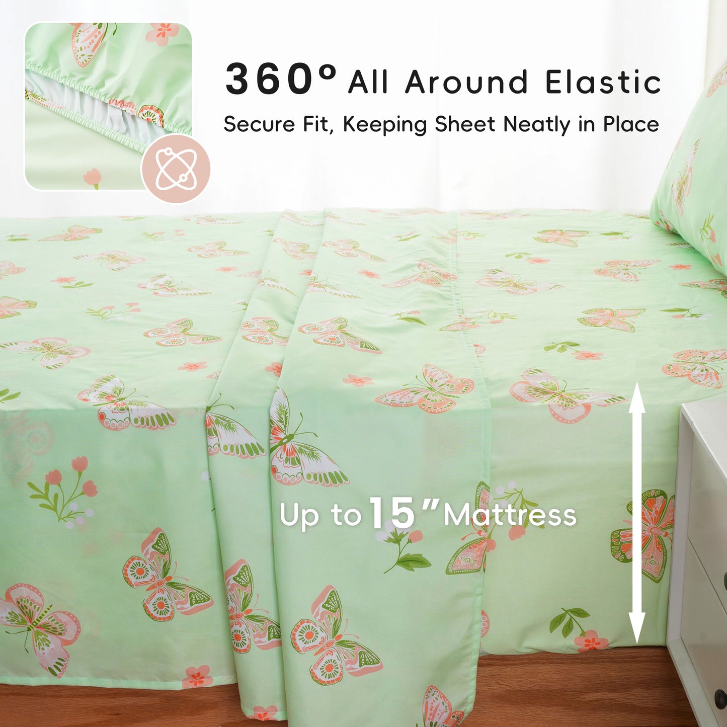 Kids Sheets Set-GreenButterfly