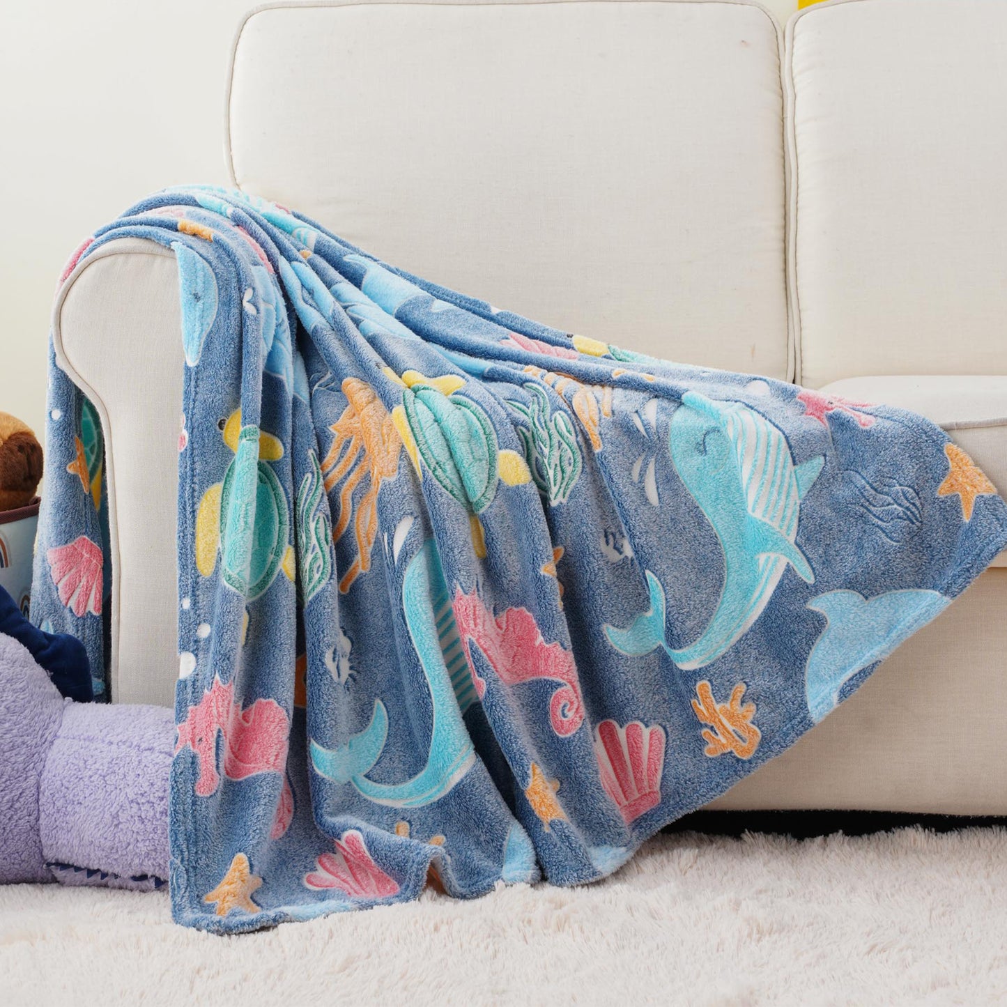 Glow in The Dark Kids Blankets-Turtle