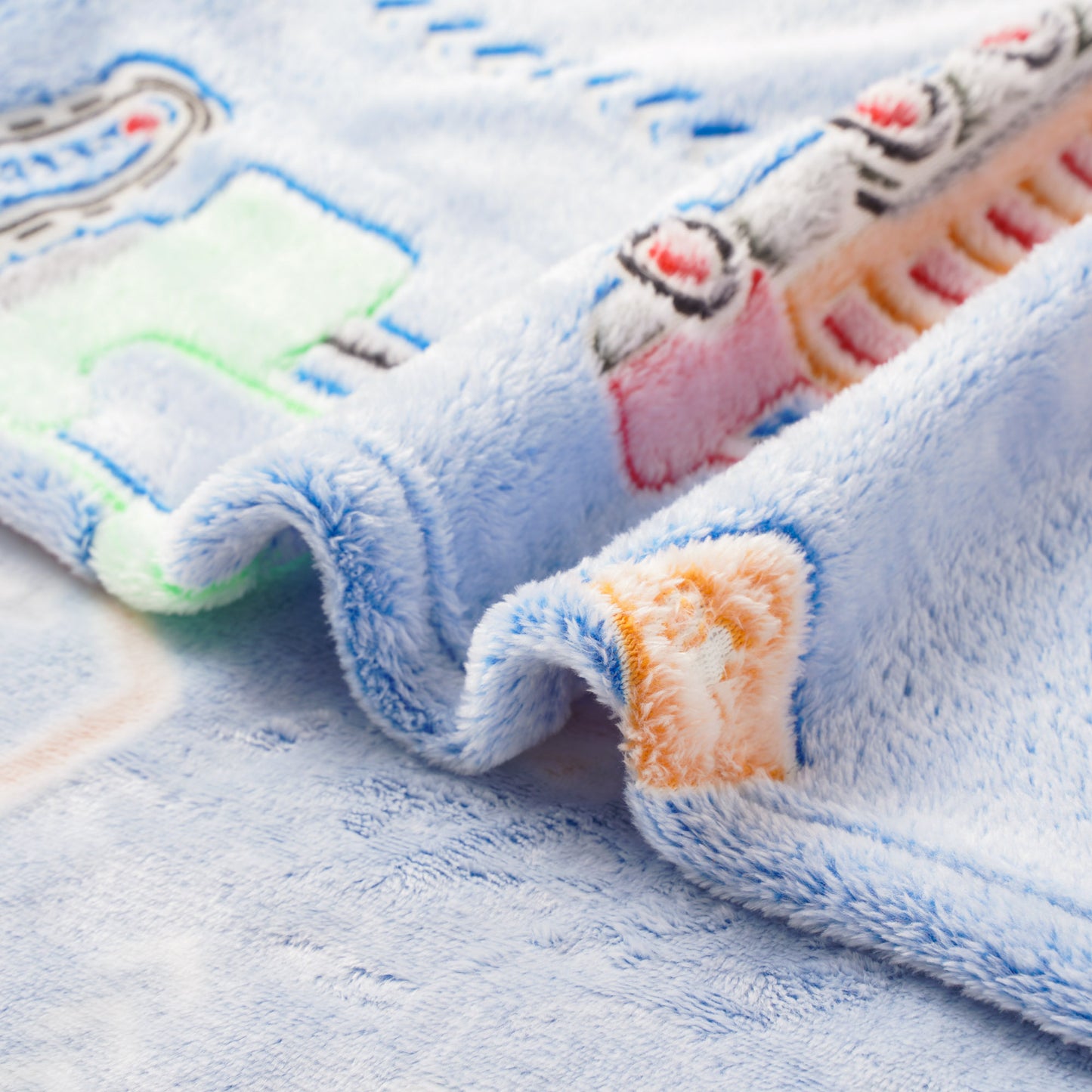 Glow in The Dark Kids Blankets-ConstructionVehicle