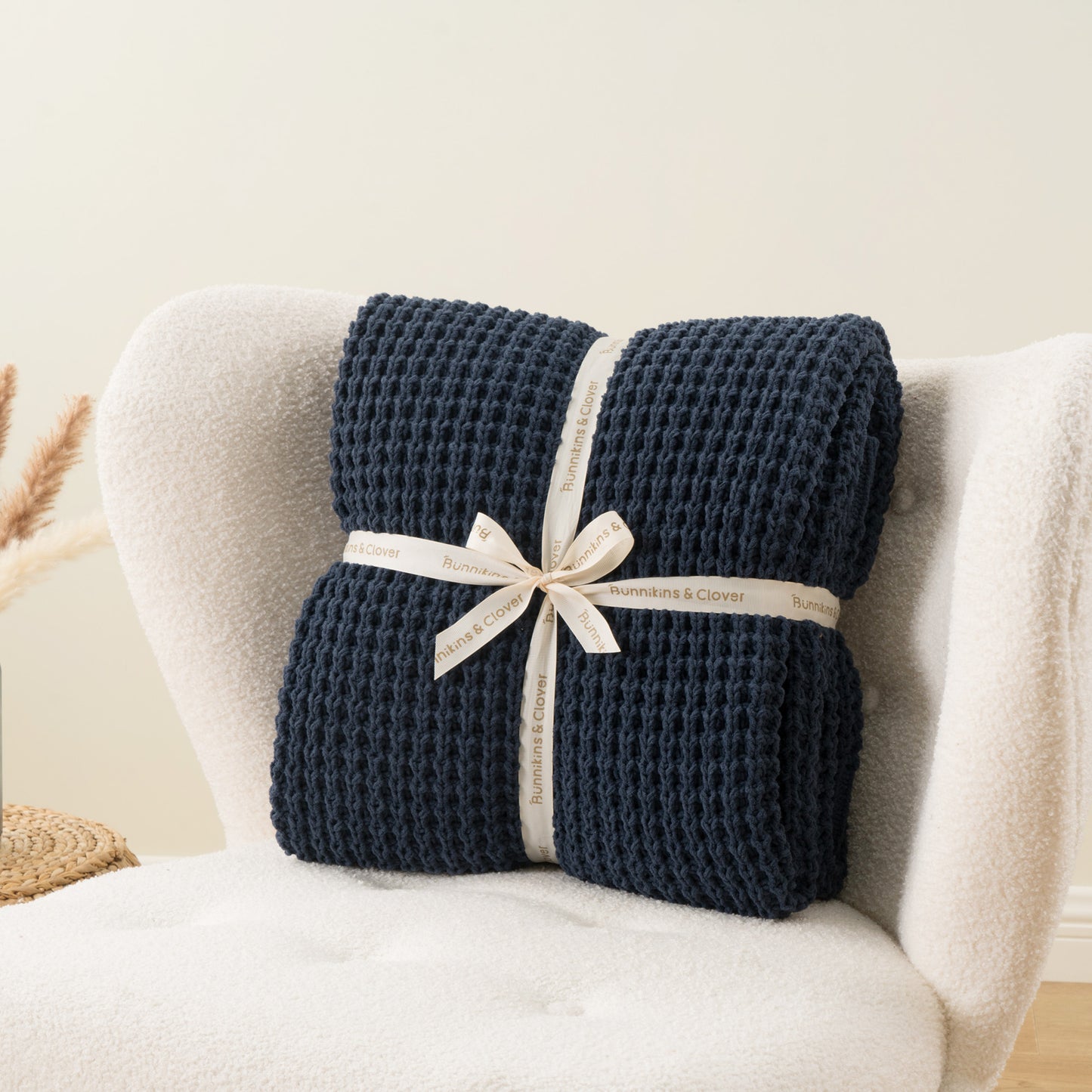 Knit Throw Blanket-Navy