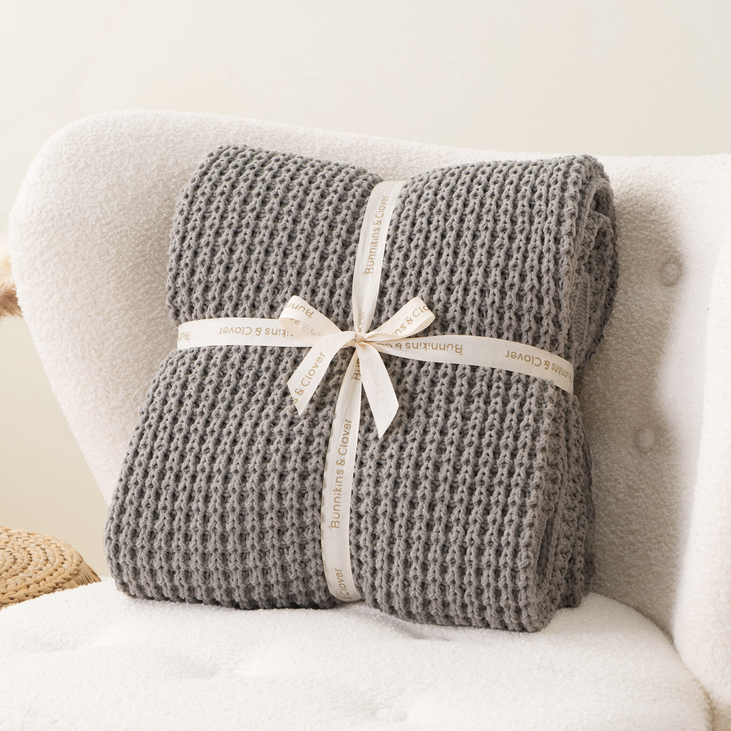 Knit Throw Blanket-Grey