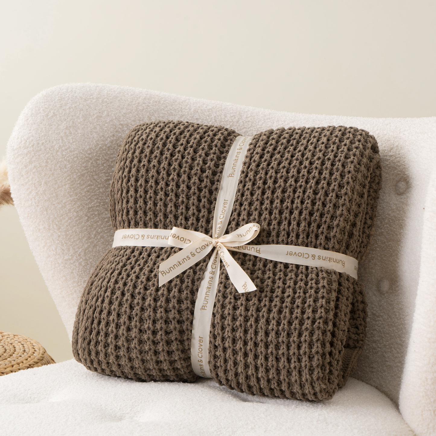 Knit Throw Blanket-Camel