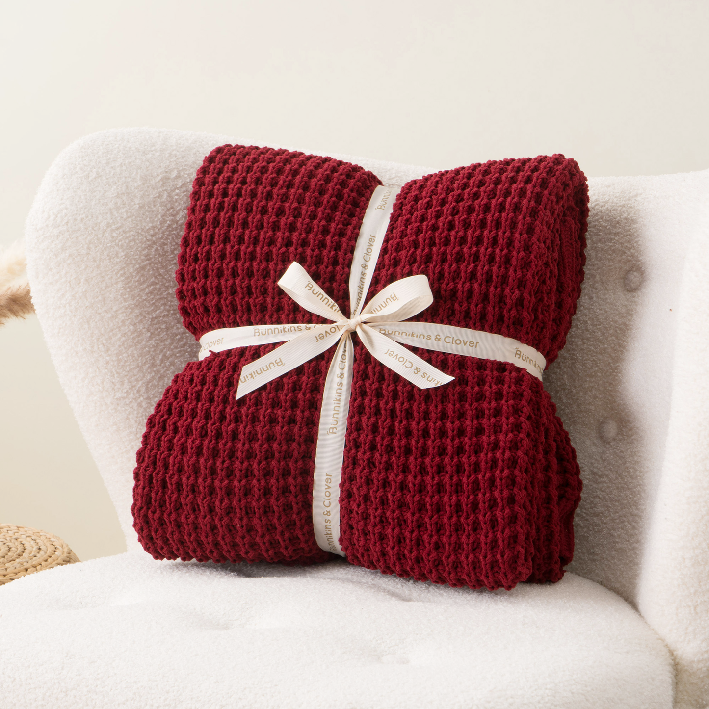 Knit Throw Blanket-Red