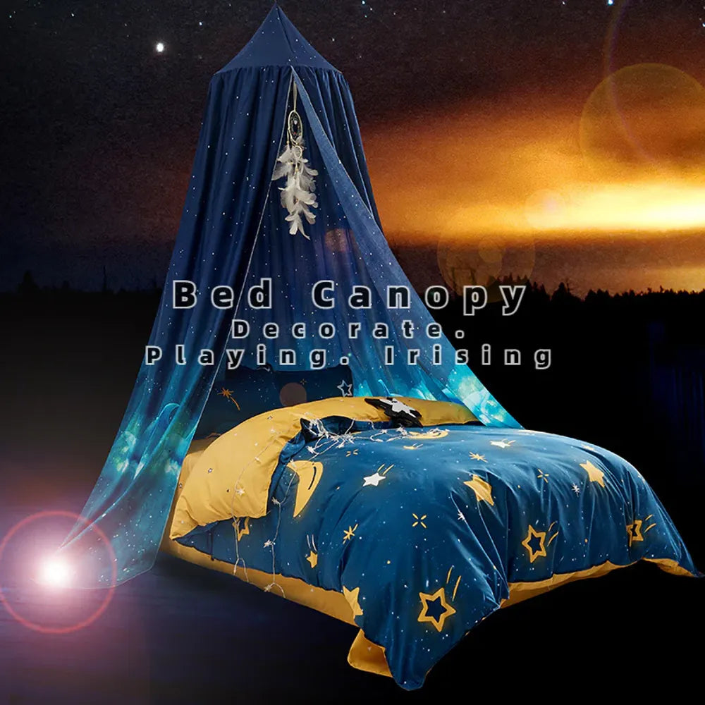 Bunnikins Clover Hanging Round Canopy Bed Curtains