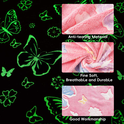 Glow in The Dark Kids Blankets-PinkButterfly