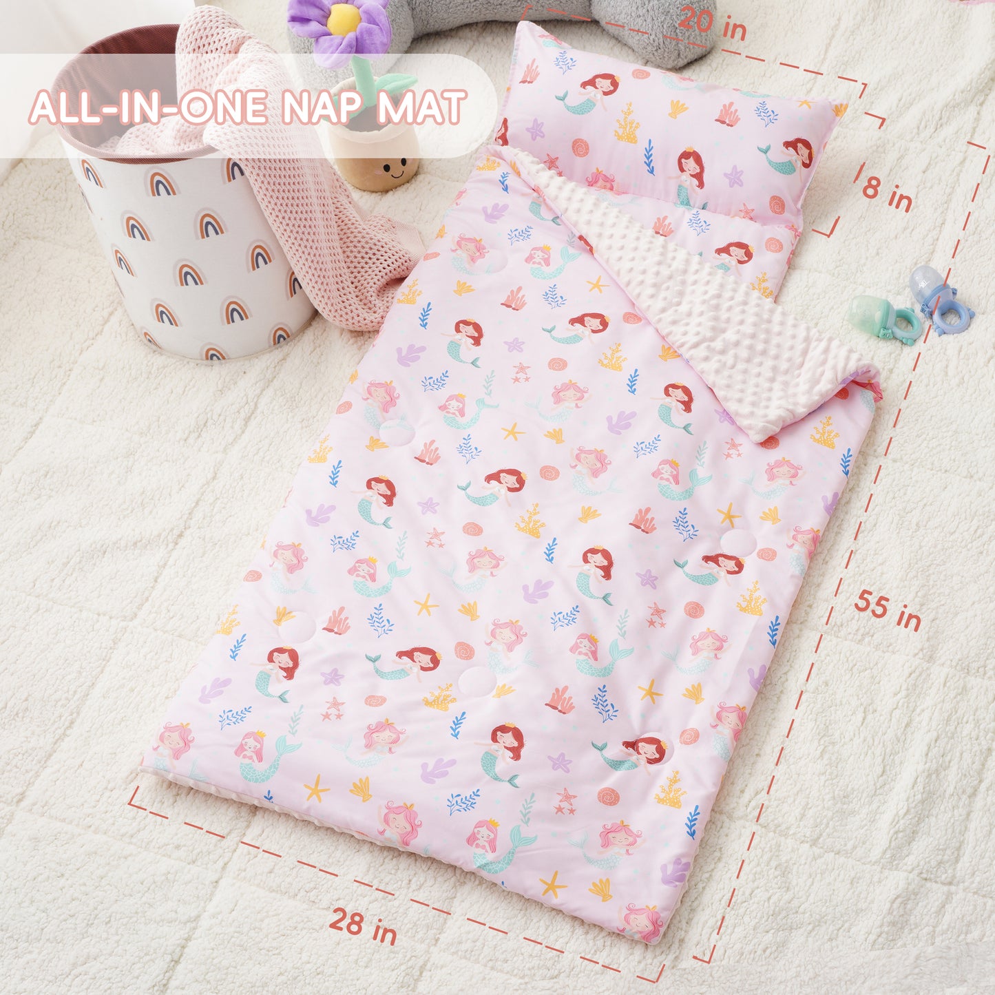 Toddler Nap Mat-Pink Mermaid