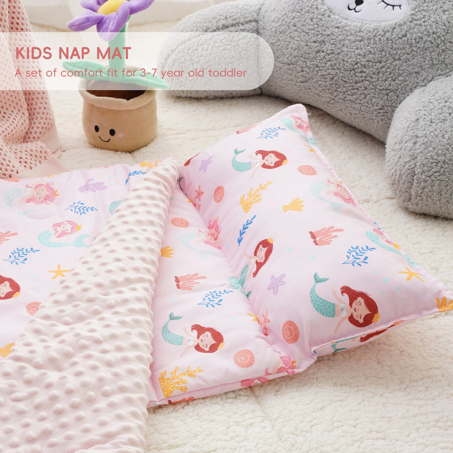 Toddler Nap Mat-Pink Mermaid