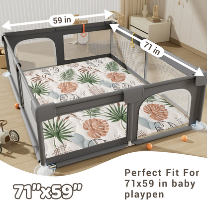 Baby Play Mat-Beige Leaves