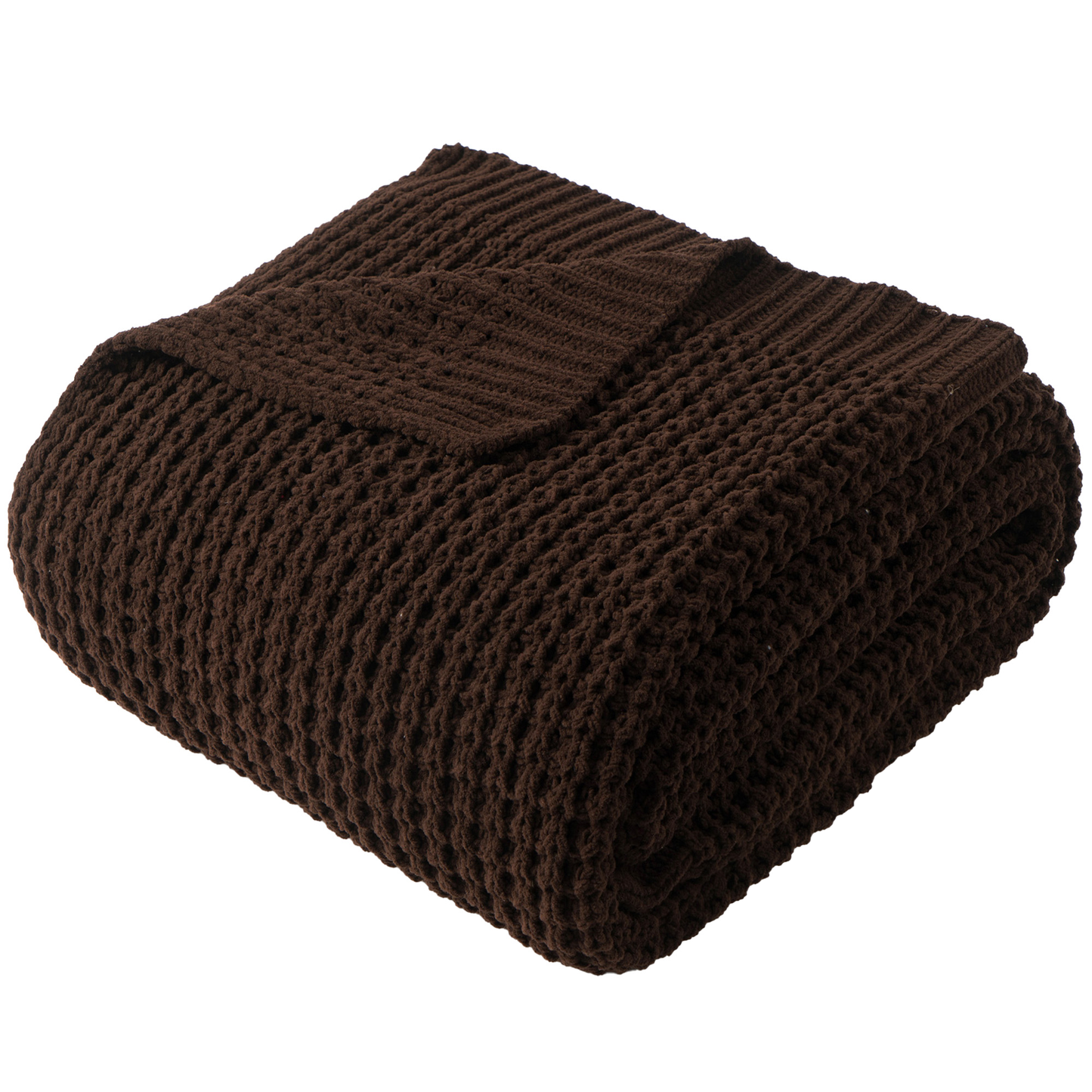 Knit Throw Blanket-Brown