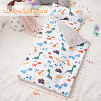 Toddler Nap Mat-Dinosaur White