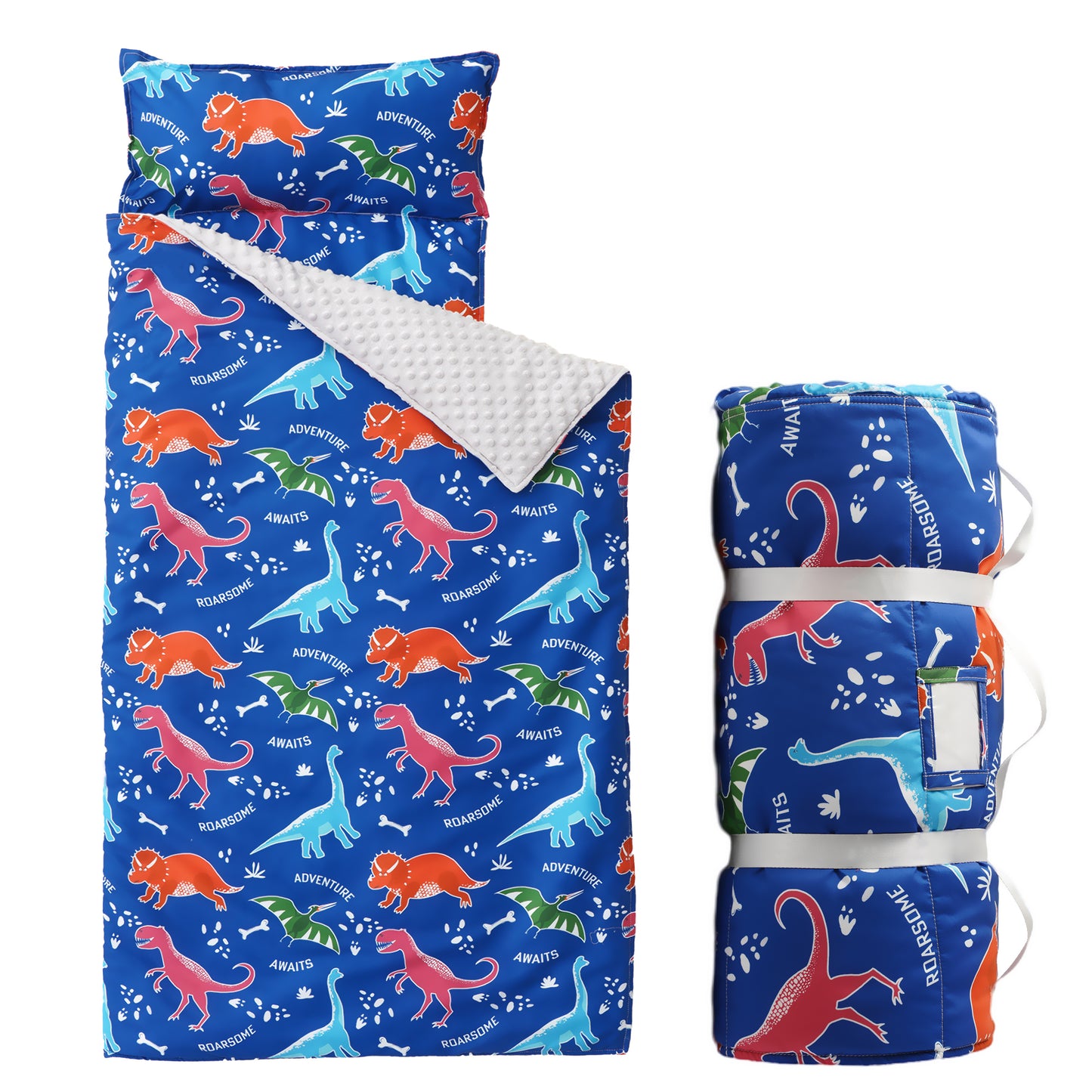 Cozy Kids Nap Mat-Blue Dinosaur