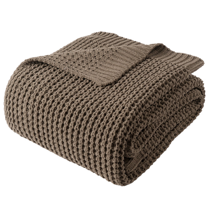 Knit Throw Blanket-Camel