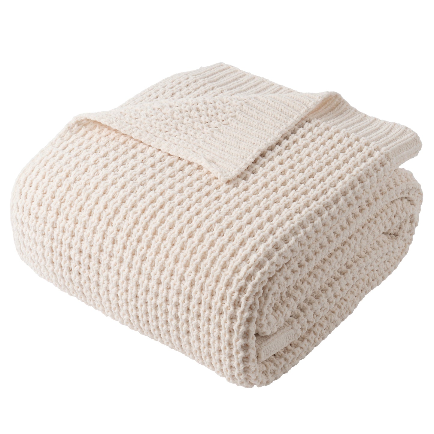 Knit Throw Blanket-Cream