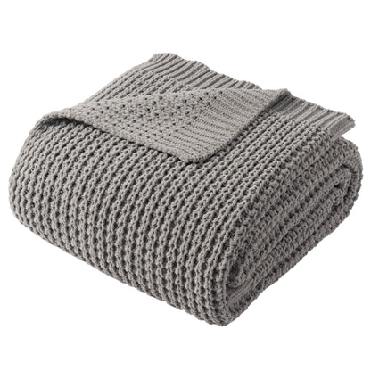 Knit Throw Blanket-Grey