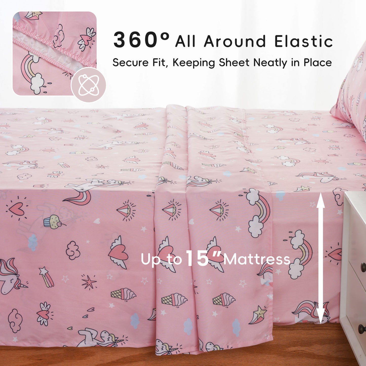 Kids Sheets Set-UnicornPink