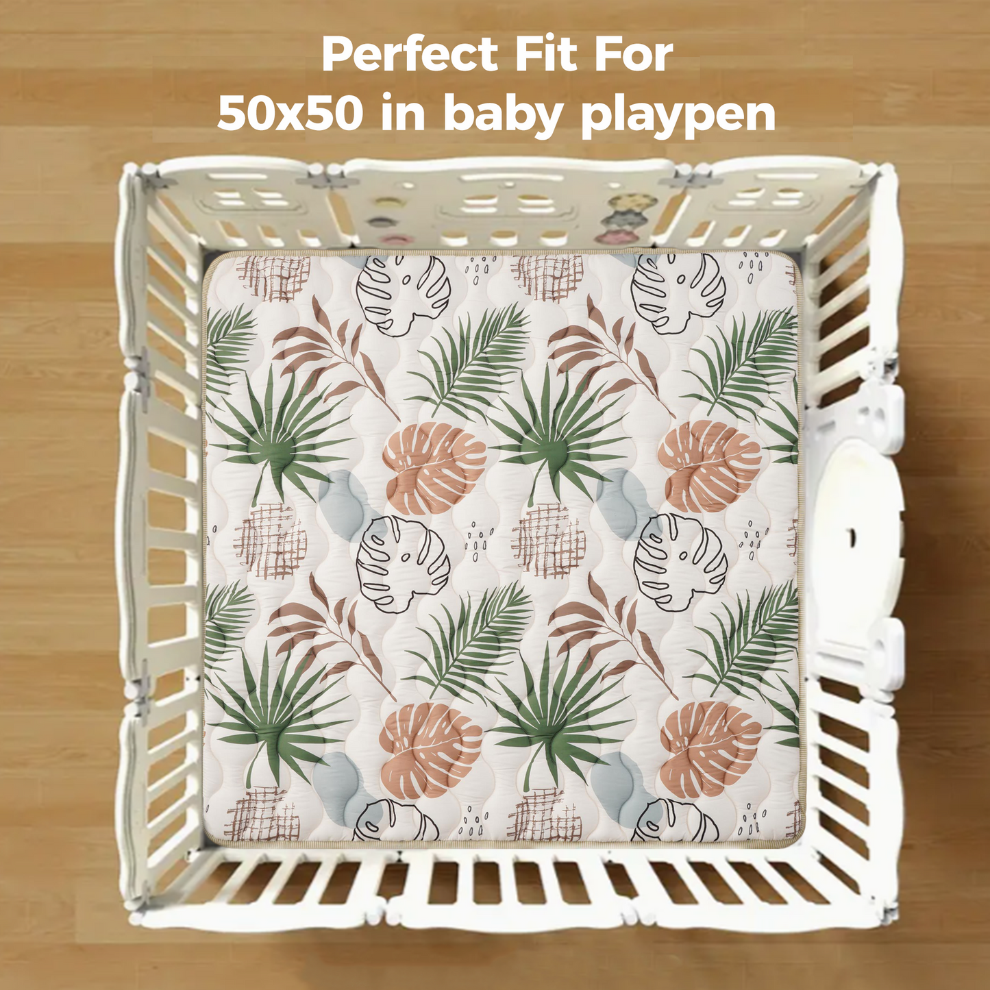 Baby Play Mat-Beige Leaves