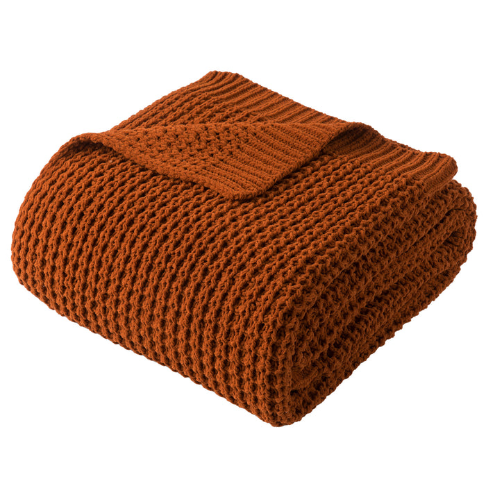 Knit Throw Blanket-Caramel