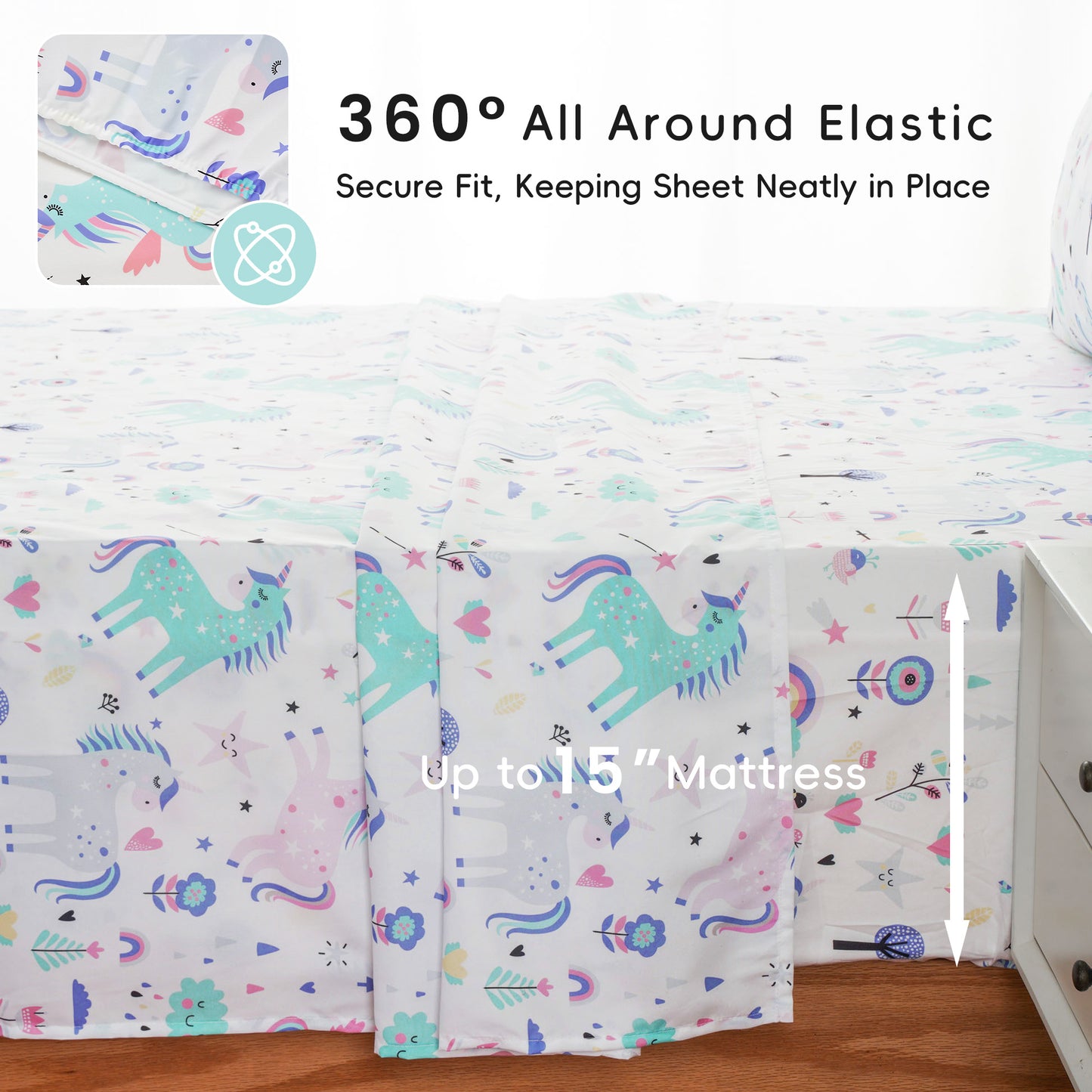 Kids Sheets Set-UnicornWhite