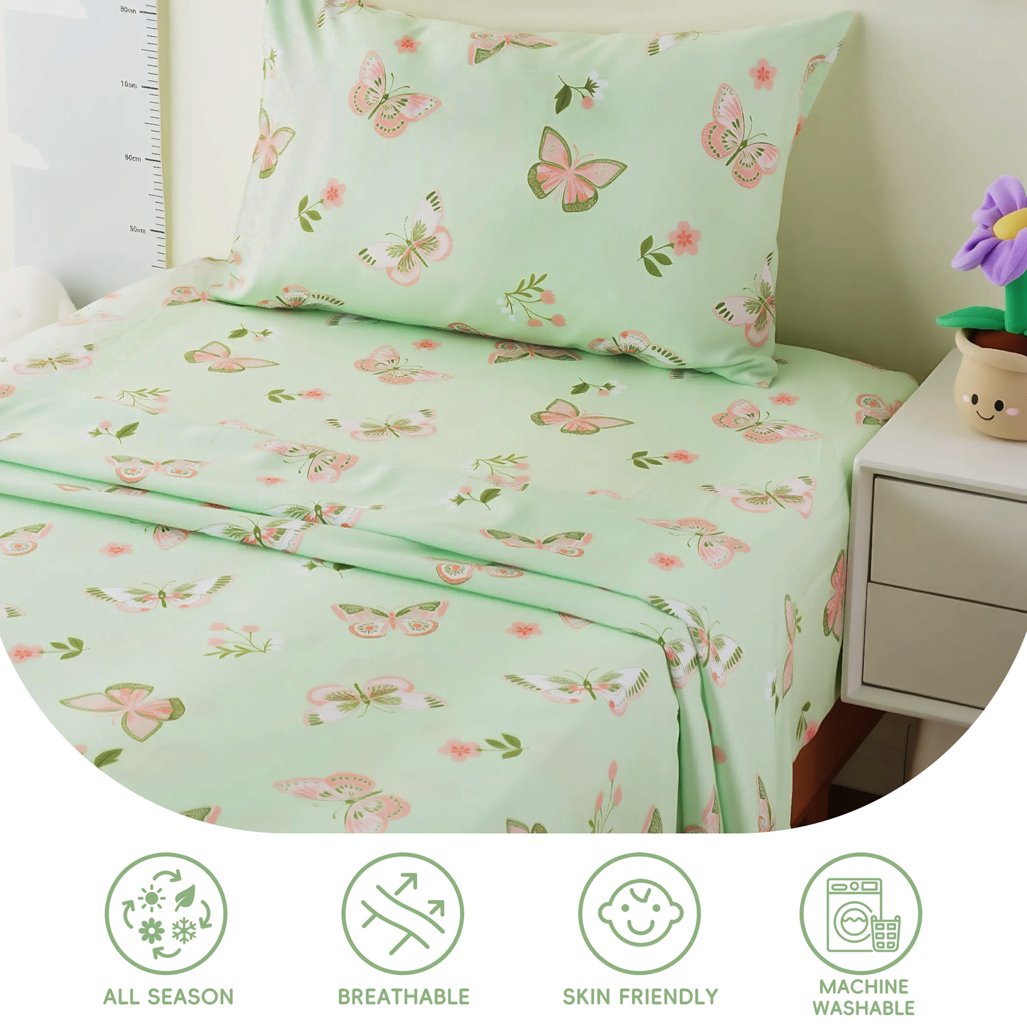 Kids Sheets Set-GreenButterfly