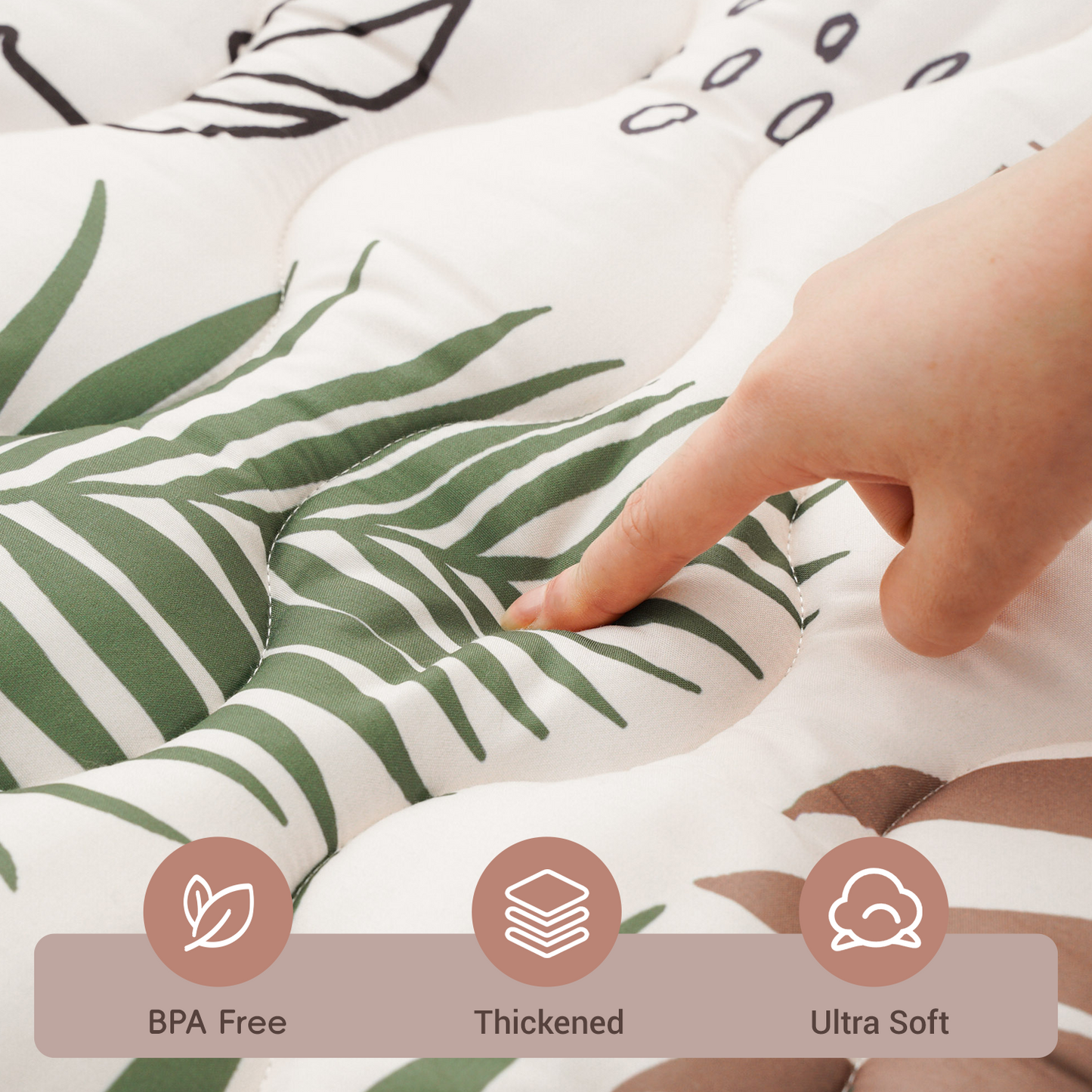 Baby Play Mat-Beige Leaves