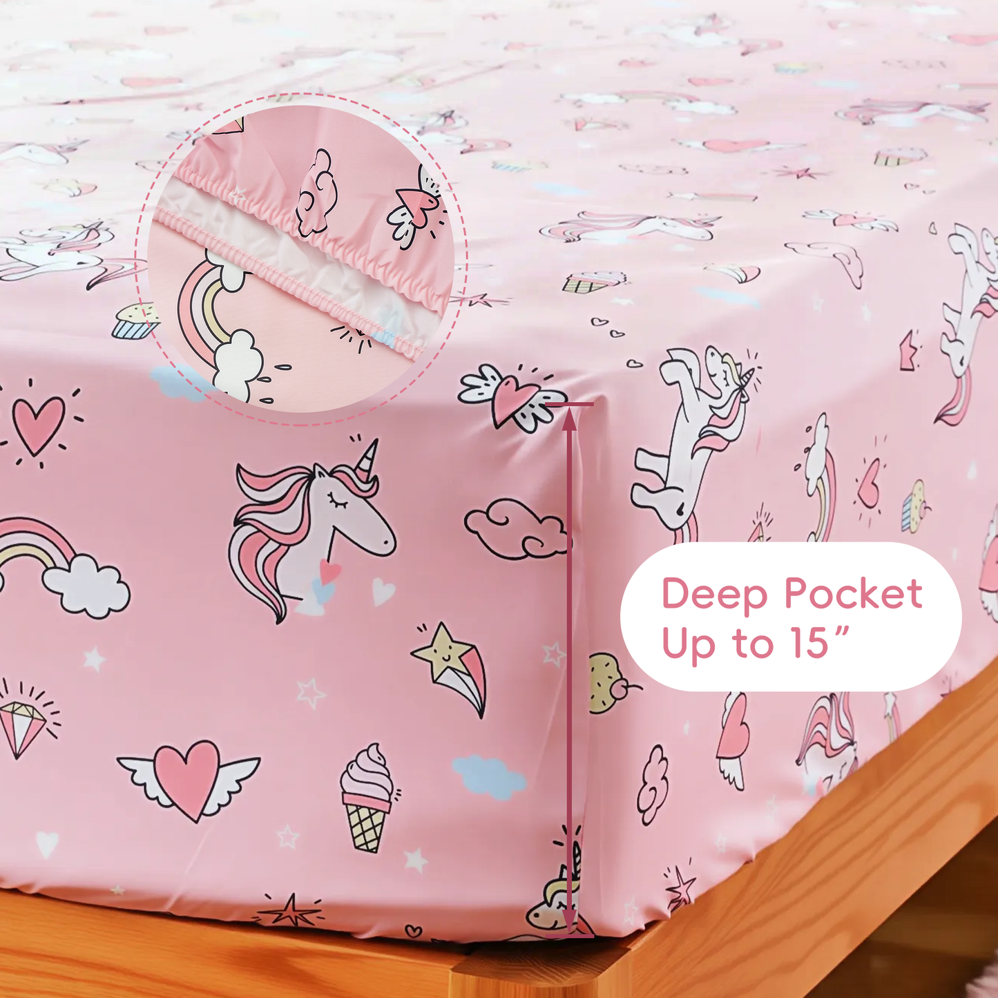 Kids Sheets Set-UnicornPink