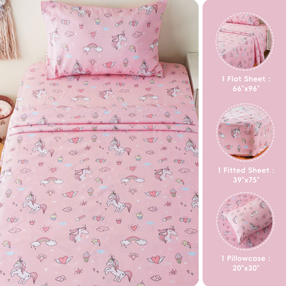 Kids Sheets Set-UnicornPink