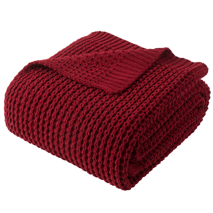 Knit Throw Blanket-Red