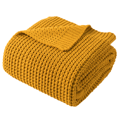 Knit Throw Blanket-Yellow