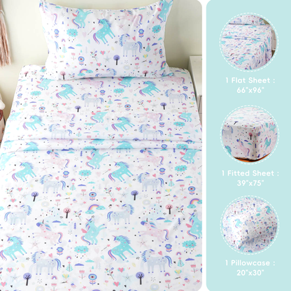 Kids Sheets Set-UnicornWhite