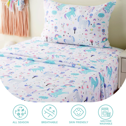 Kids Sheets Set-UnicornWhite