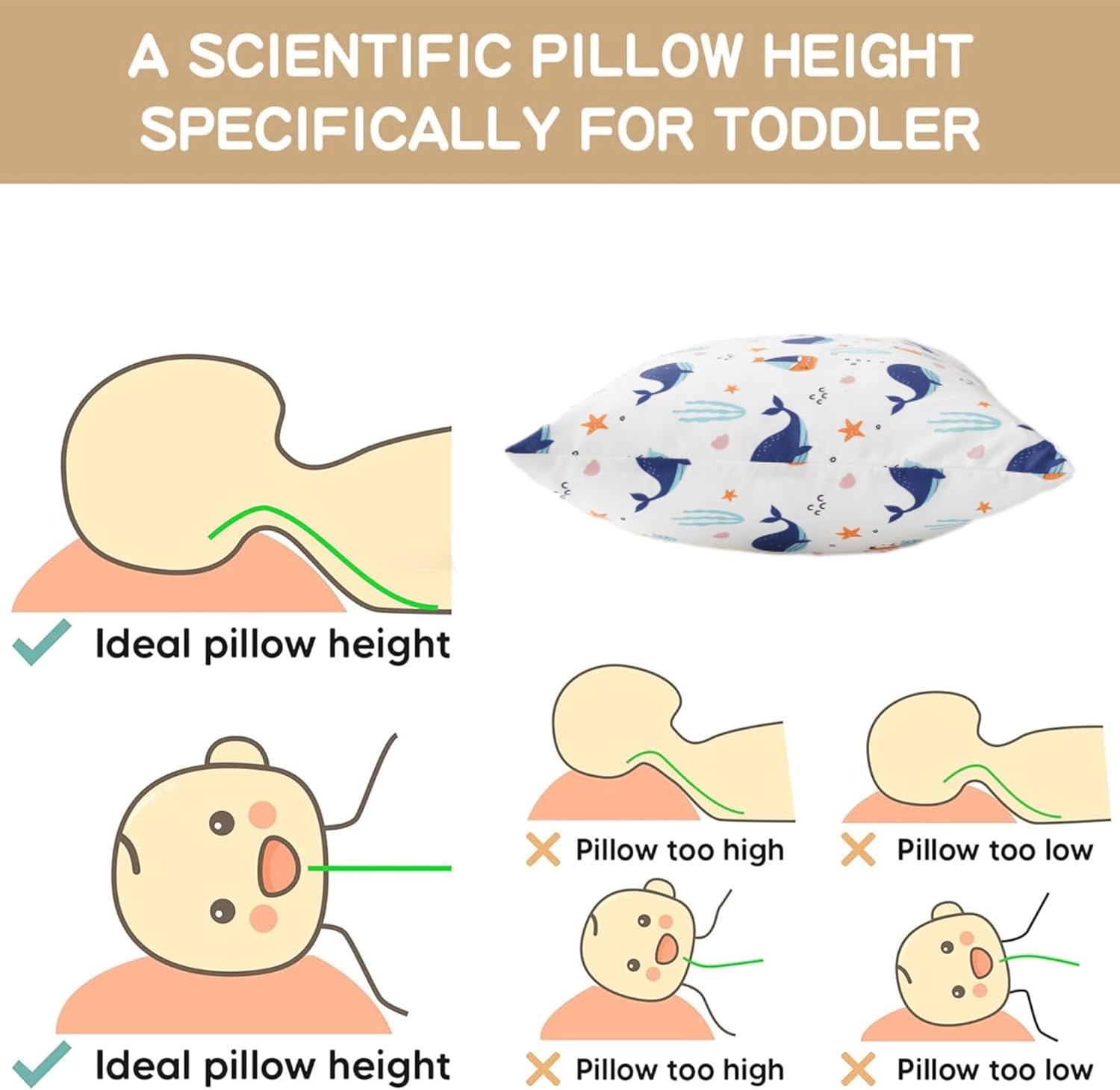 🔥Free Shipping🔥100% Cotton Printed Kids Sleeping Pillow