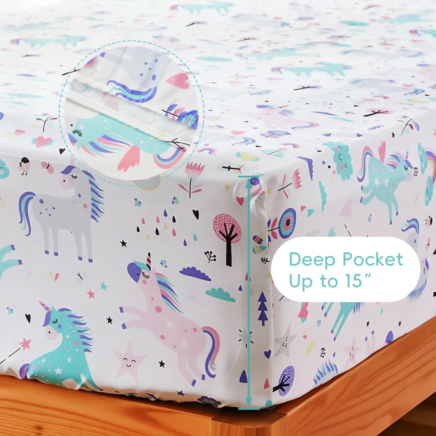 Kids Sheets Set-UnicornWhite