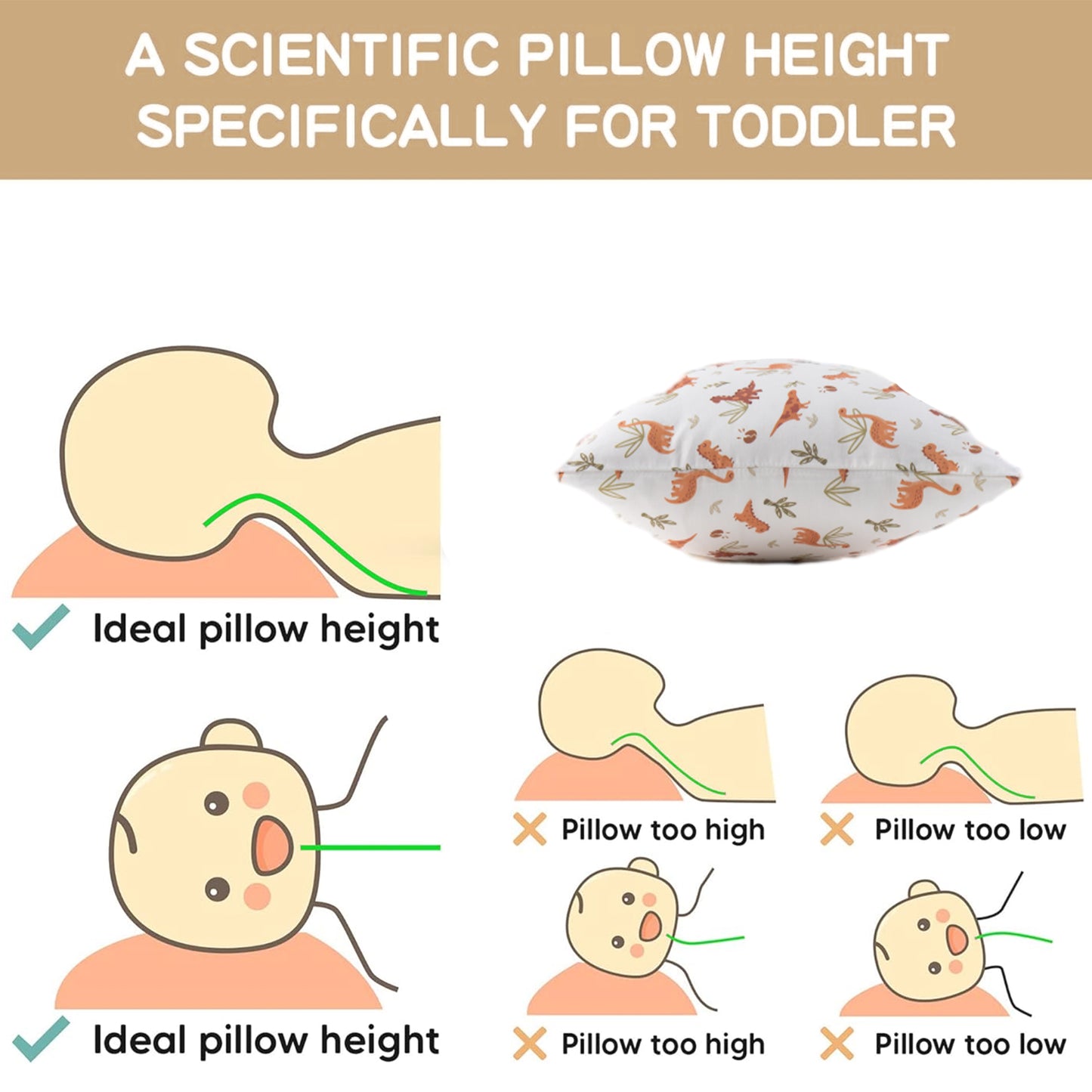 Toddler Pillows-HappyDinosaur