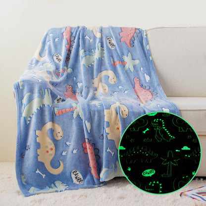 Glow in The Dark Kids Blankets-Dinosaur