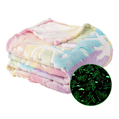 Glow in The Dark Kids Blankets-PurpleUnicorns