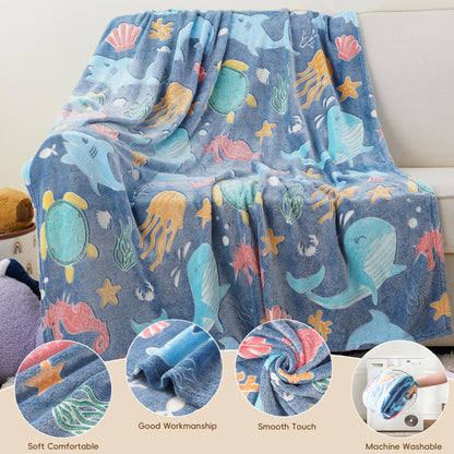 Glow in The Dark Kids Blankets-Turtle