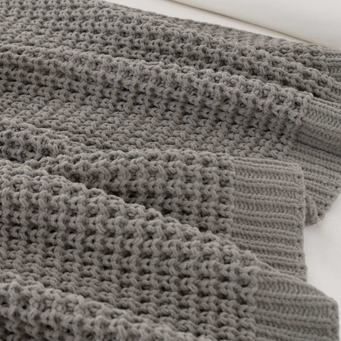 Knit Throw Blanket-Grey