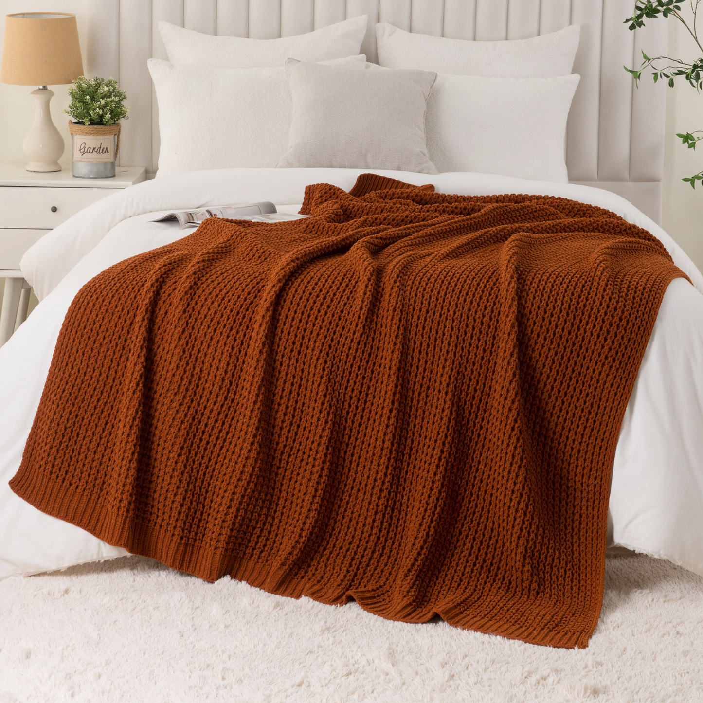 Knit Throw Blanket-Caramel