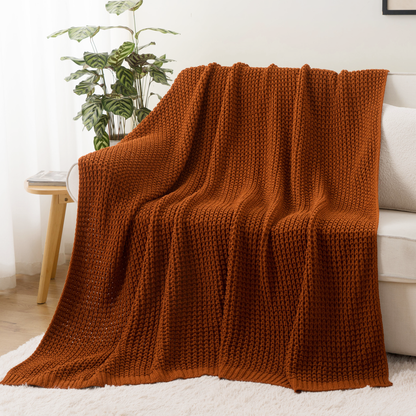 Knit Throw Blanket-Caramel