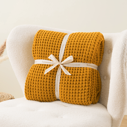Knit Throw Blanket-Yellow