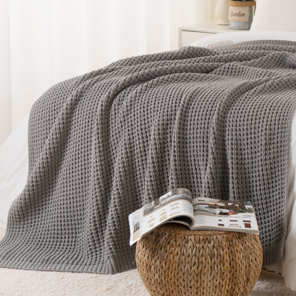 Knit Throw Blanket-Grey