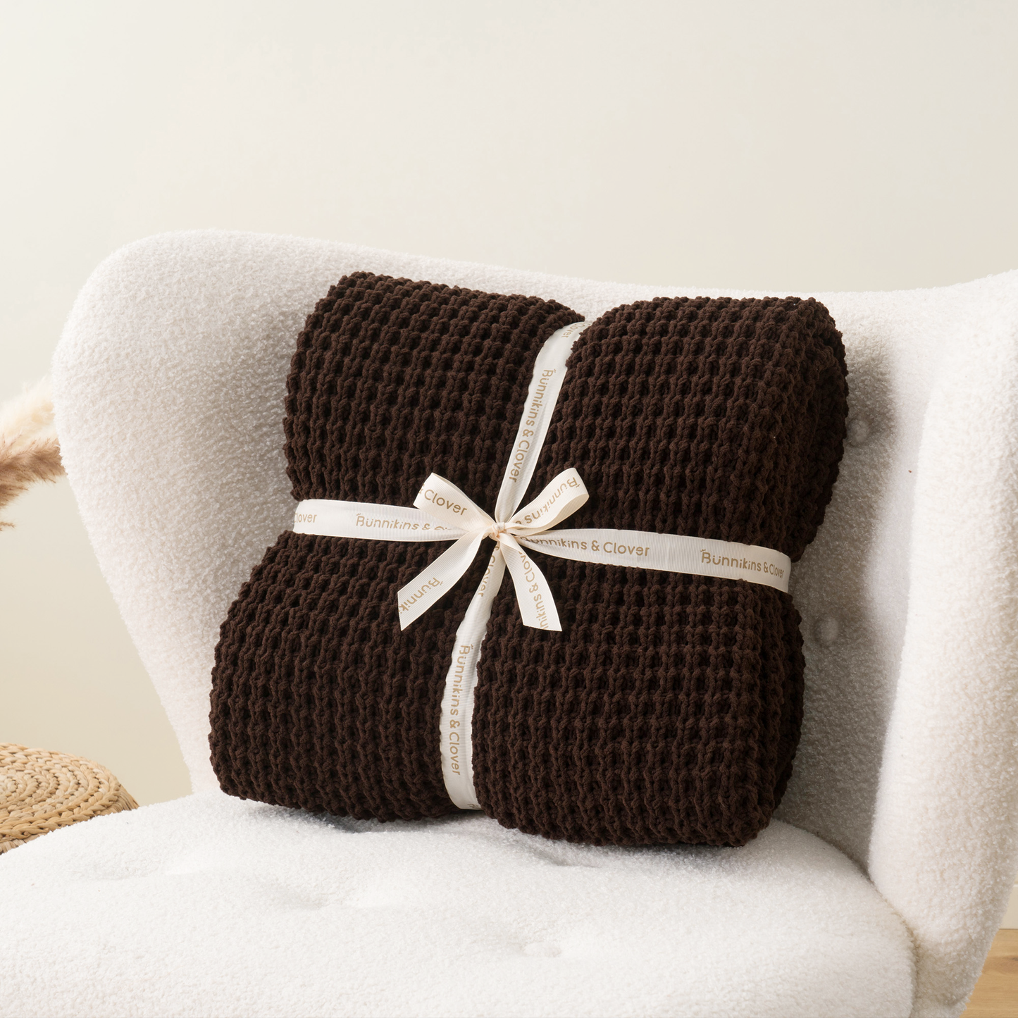 Knit Throw Blanket-Brown