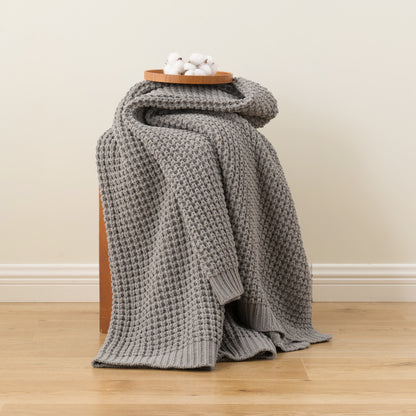 Knit Throw Blanket-Grey