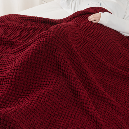 Knit Throw Blanket-Red