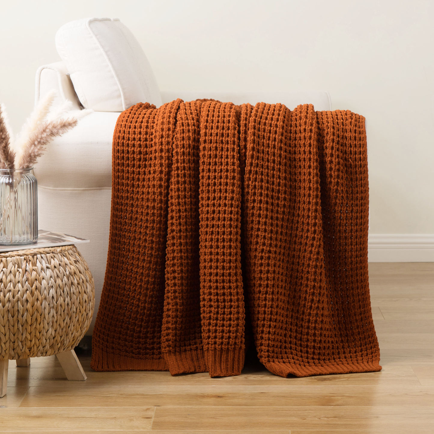 Knit Throw Blanket-Caramel