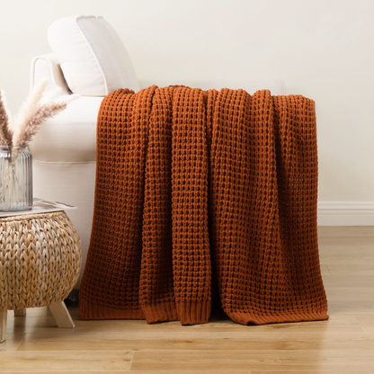 Knit Throw Blanket-Caramel