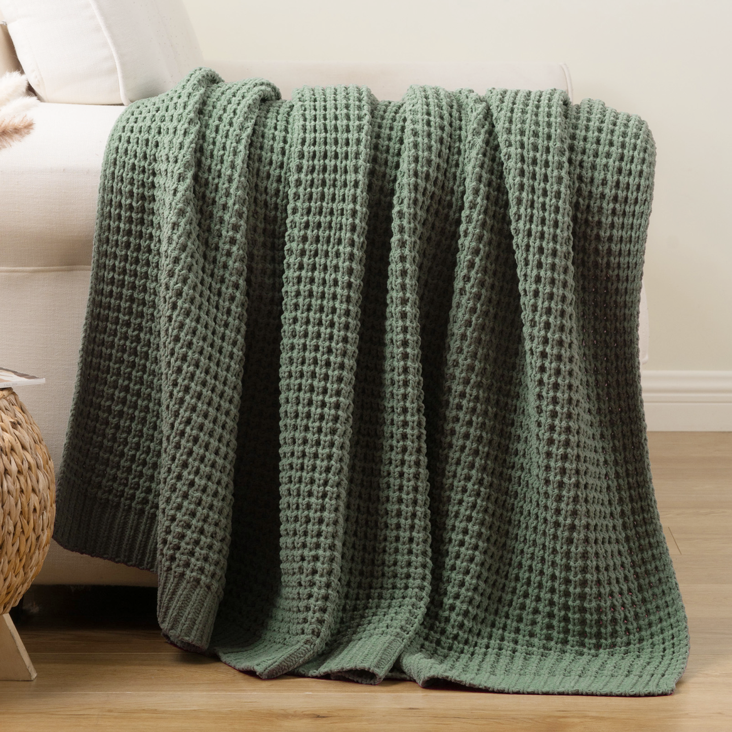 Knit Throw Blanket-Sage
