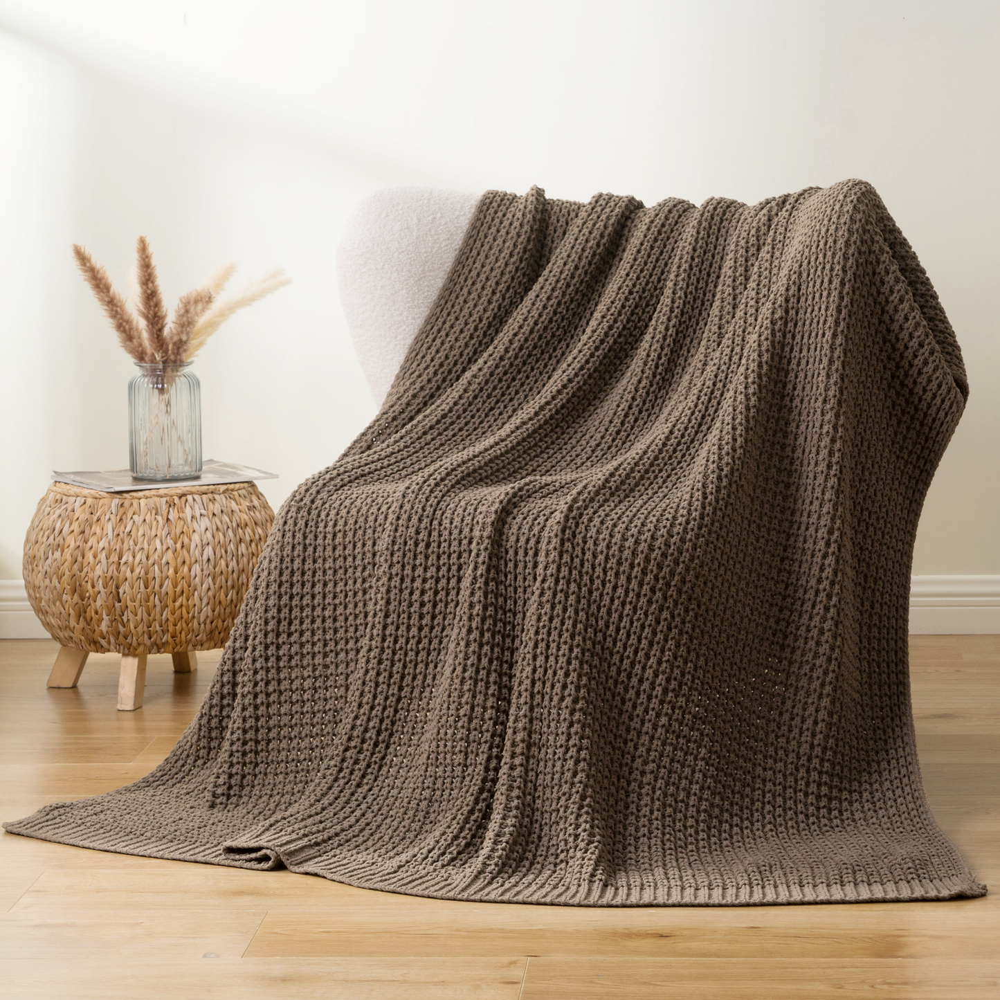 Knit Throw Blanket-Camel